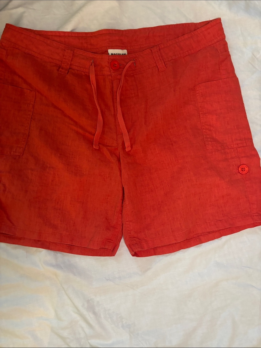 Magellan Women’s Size 10 Red Linen Cotton Utility Shorts Drawstring Pockets